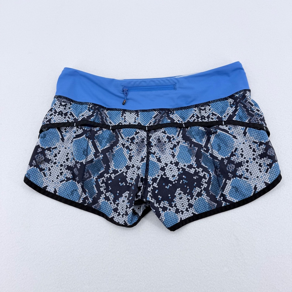 Lululemon Run Speed Short Women 6 Blue Ziggy Snake 4-Way Stretch Excellent